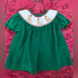 Green corduroy top with Embroidered Collar